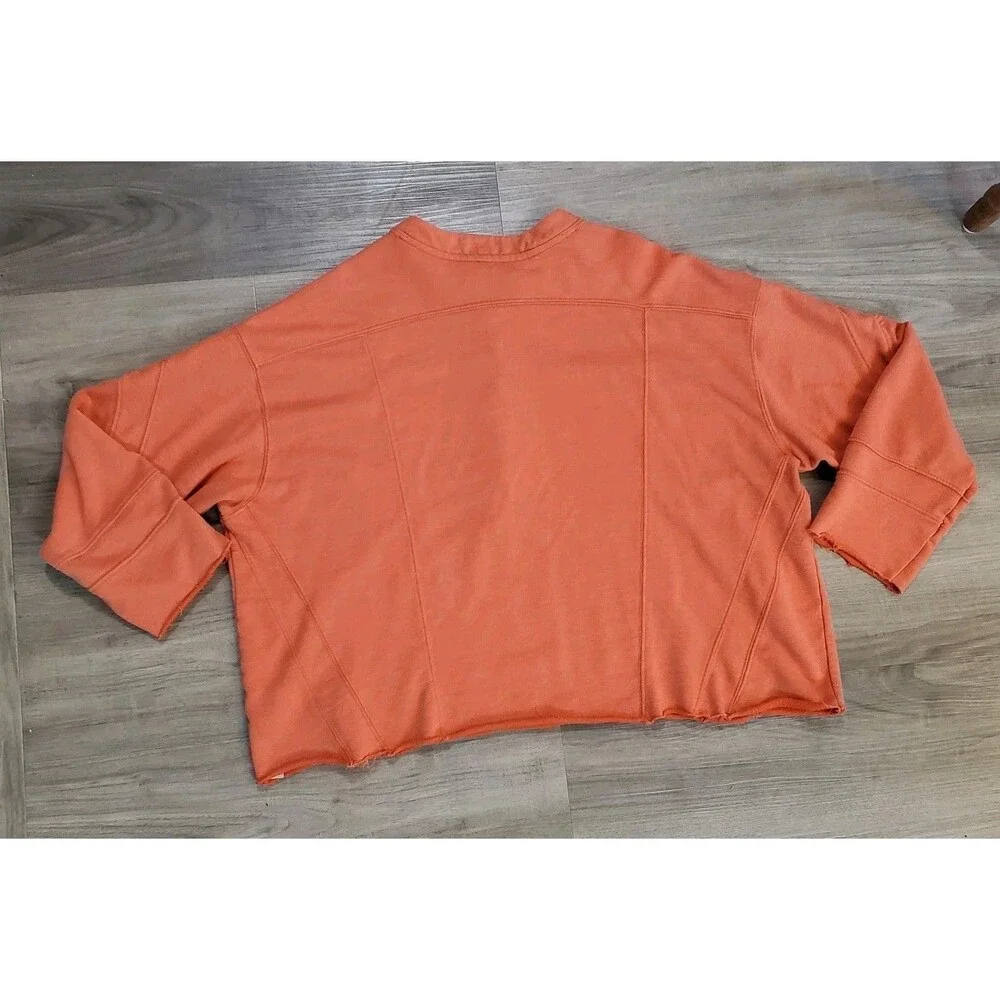 Free People Movement 1/2 Snap Raw Edge Crew Neck Sweatshirt Sz Sm